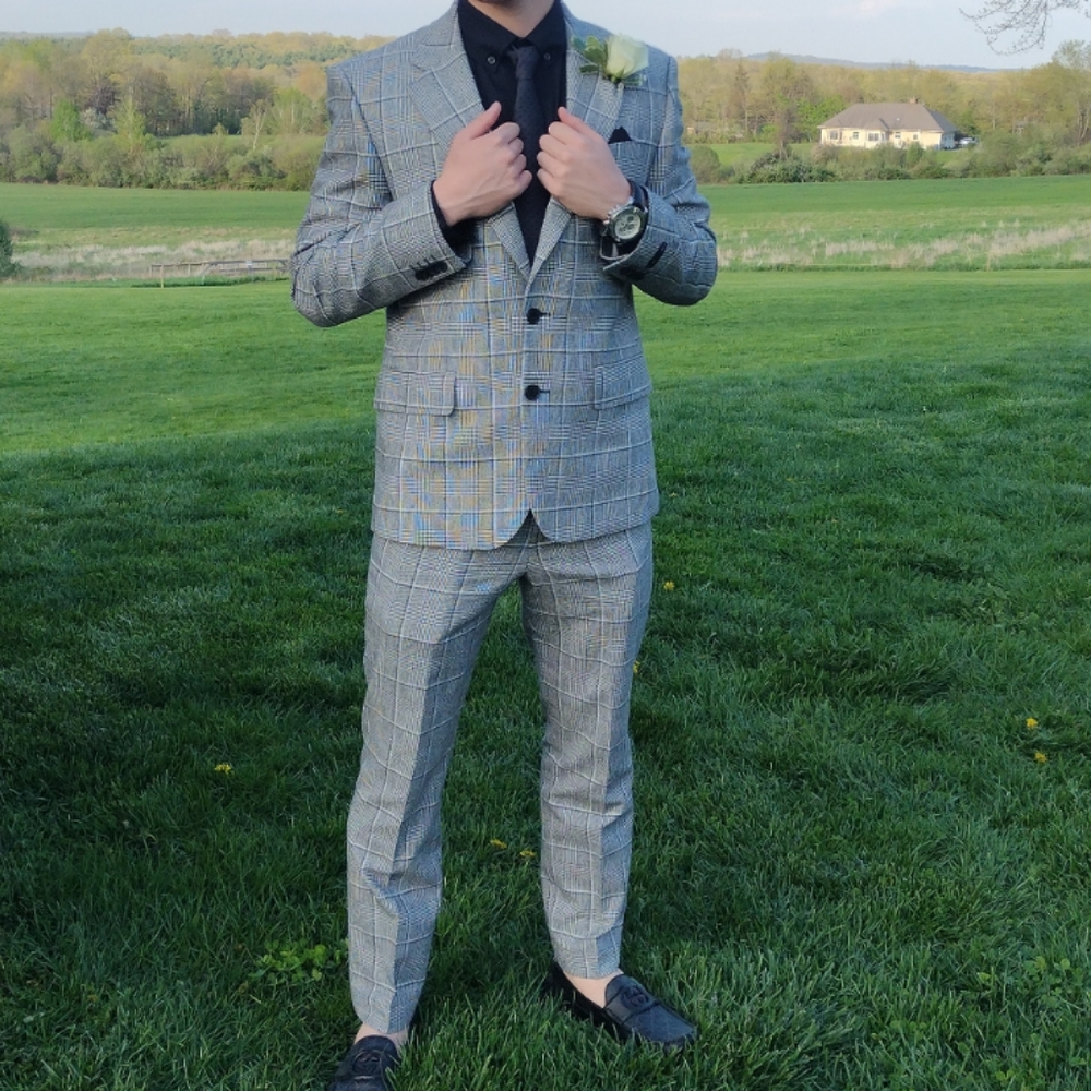 Express Gray Plaid Suit